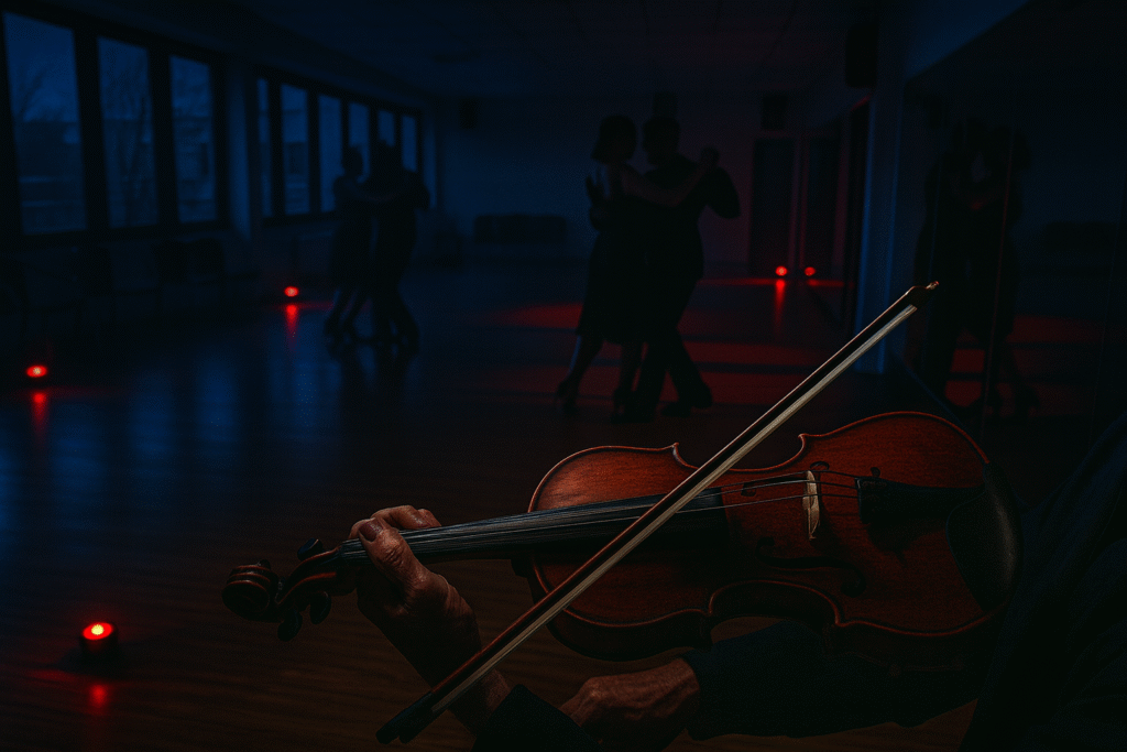 Geige auf einer Mondlicht Tango Milonga